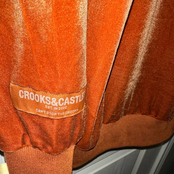 CROOKS & CASTLES Hoodie Men's Large Velvet Sweatshirt Brown Soft NWT - Picture 3 of 7